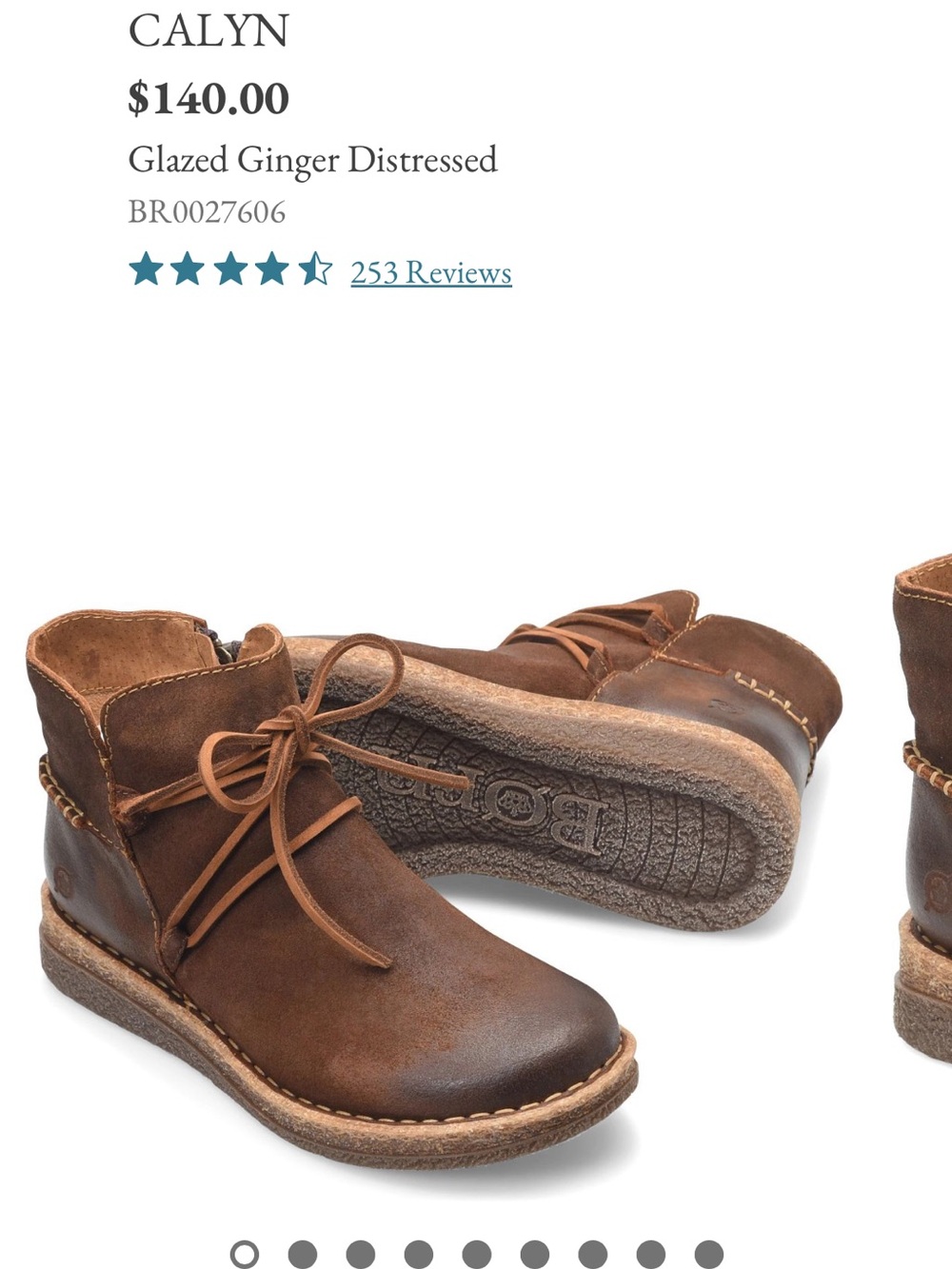 Born Calyn Glazed Ginger Distressed Brown Ankle Boots Size 8 1/2 NIB